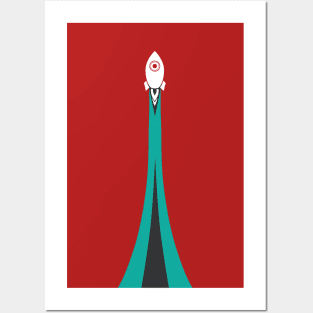 Rocket takeoff (teal) Posters and Art